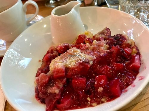 plum & apple crumble at Mildreds - Kings Cross in North London