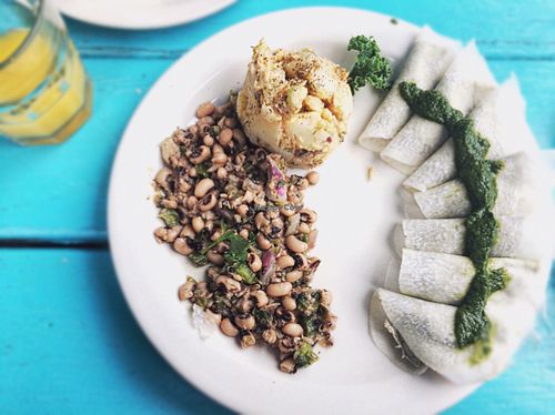 Birthday Lunch - 'raw'violi with potato salad and Texas caviar  at Counter Culture Junior Food Truck in Austin