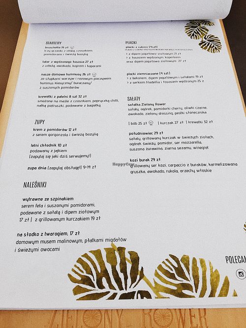 Lunch menu at Zielony Rower in Gdynia