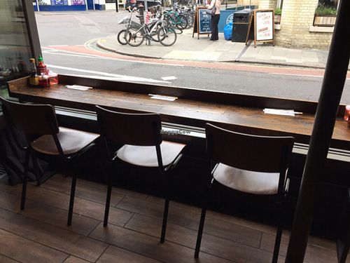 Seating by window at Pho in Cambridge