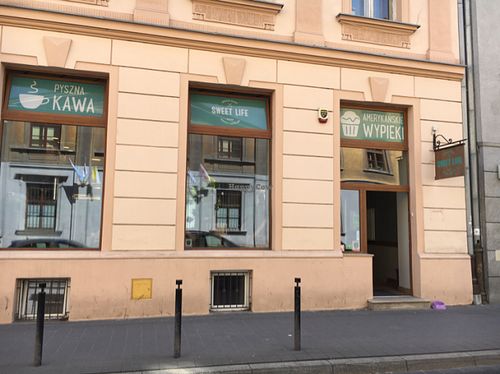 outside at Sweet Life American Bakery and Specialty Coffee Bar in Krakow
