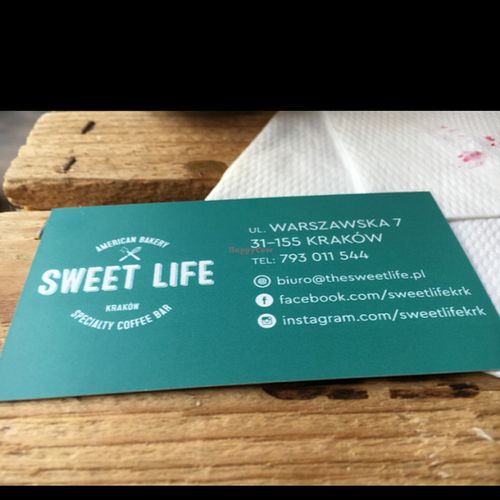 business card  at Sweet Life American Bakery and Specialty Coffee Bar in Krakow