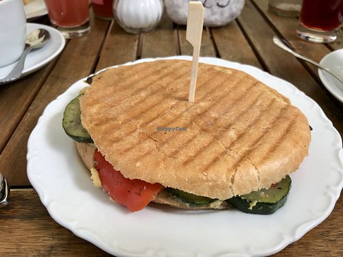 Hummus panini with fried vegetables  at Cafe Zuckerl in Bamberg