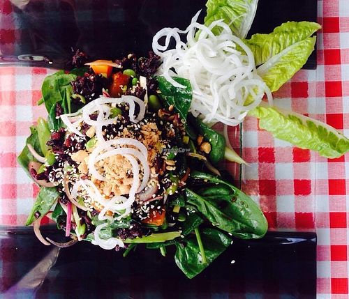 Black Rice Salad with spinach, edamame, peanuts at Zen House in Berlin