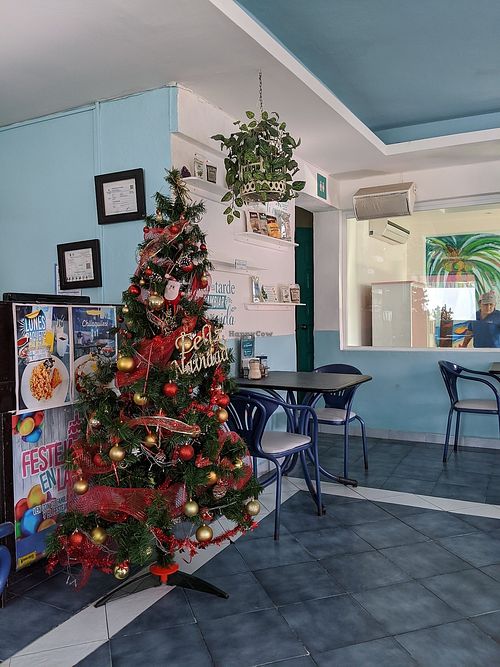 Dining area during Xmas at La Cozumelena in Cozumel