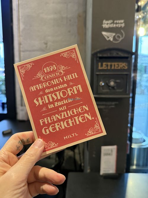 send free postcards  at Hiltl - Sihlpost in Zurich