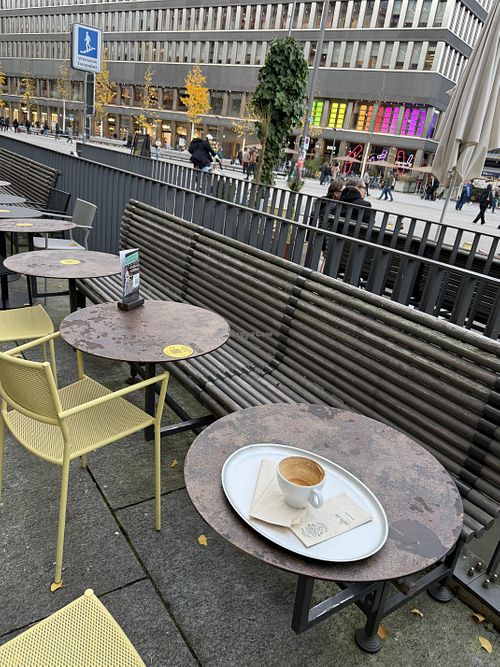 outdoor seating  at Hiltl - Sihlpost in Zurich