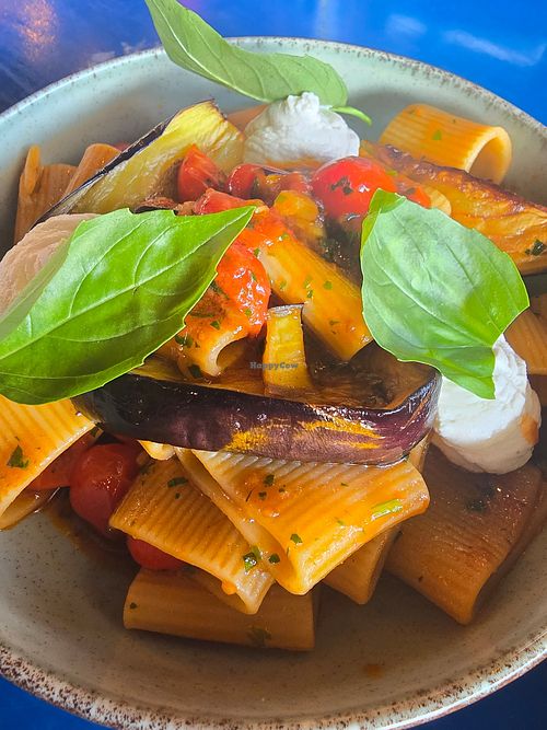 Pasta with eggplant at MADENITALY in Copenhagen
