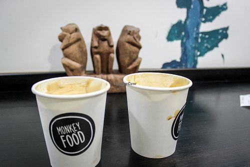 capucchino with vanilla soy milk at MonkeyFood in Minsk