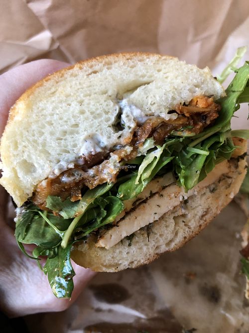 Michael King with yam mash and dry rubbed tofu  at The Other Coast Cafe in Seattle
