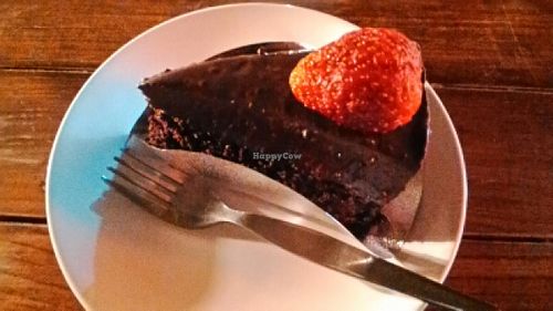 Vegan chocolate cake at Pink House Garden in Chiang Mai