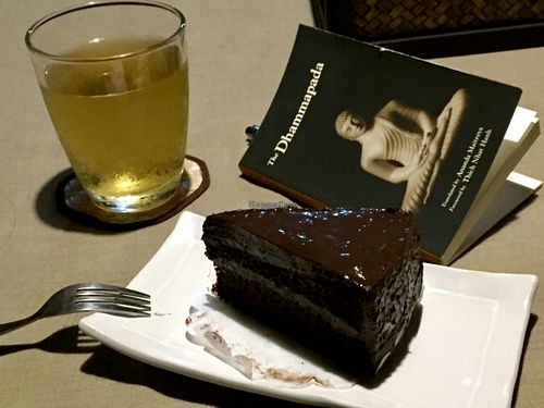 Vegan choc cake at Pink House Garden in Chiang Mai