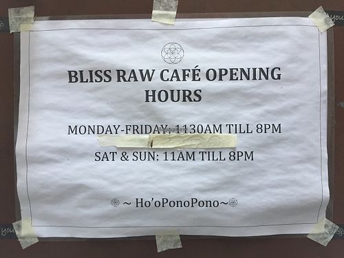 Opening hours as at Nov 2016 at Bliss Pure Foods in Kathmandu