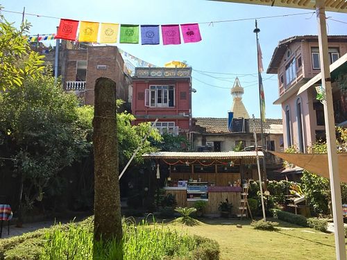 Can see the Stupa from here  at Bliss Pure Foods in Kathmandu