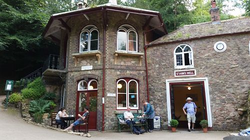outside at St Ann's Well Cafe in Malvern