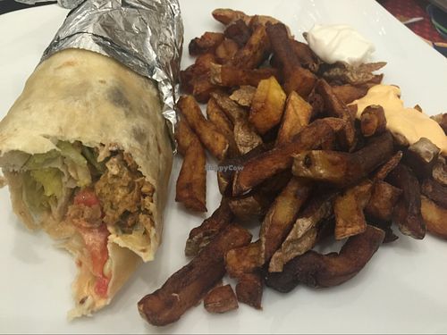 kebab and fries at Vegan Hero in Paris