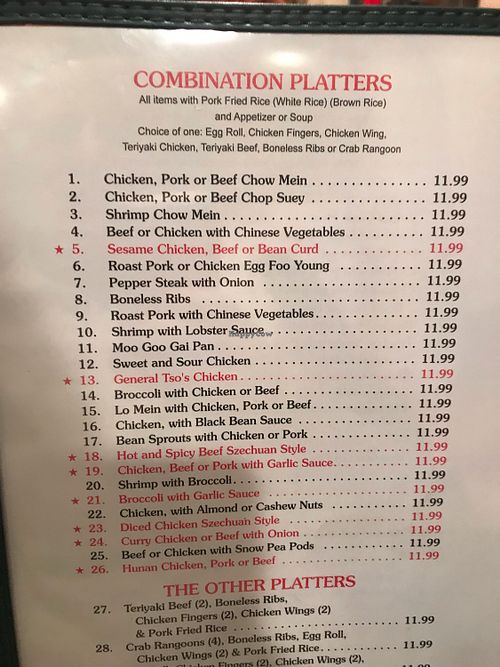 Combos  at China Garden in Orono