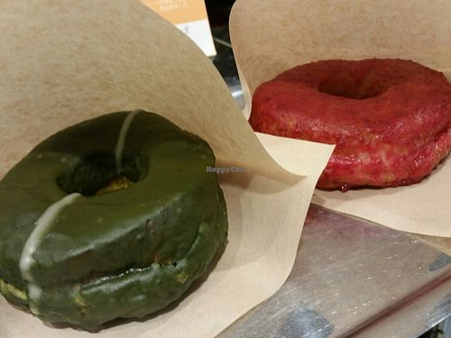 the two vegan options. Green tea and cranberry at Doughnut Plant - Lumine Est in Tokyo