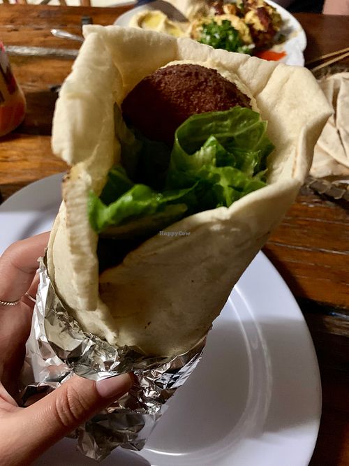 Falafel and hummus wrap at Ana's Genies in Caye Caulker