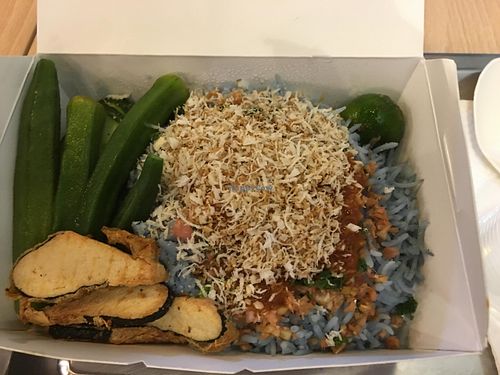 Signature dish: Blue Rice. Very healthy meal. Love the light and fluffy basmati rice!  at Blue Bistro SG Cafe in Central Singapore
