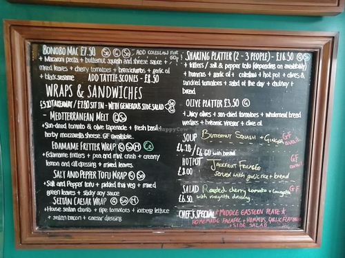 Daytime menu at Bonobo Cafe in Aberdeen