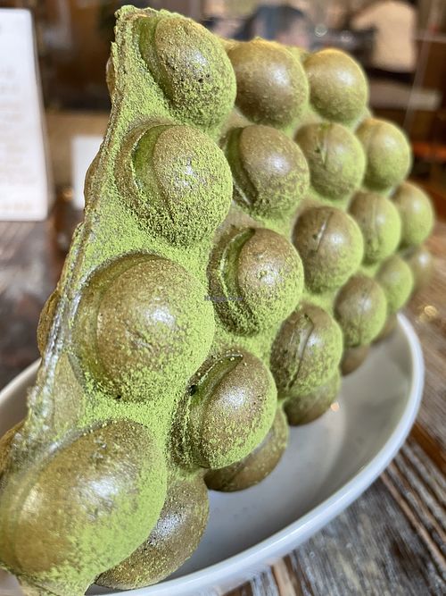 Matcha bubble waffle  at LN Fortunate Coffee in Hong Kong Island