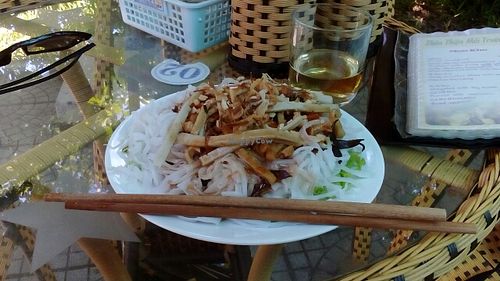 Noodles with mushrooms and more goodies at Than Thien Moi Truong in Hue