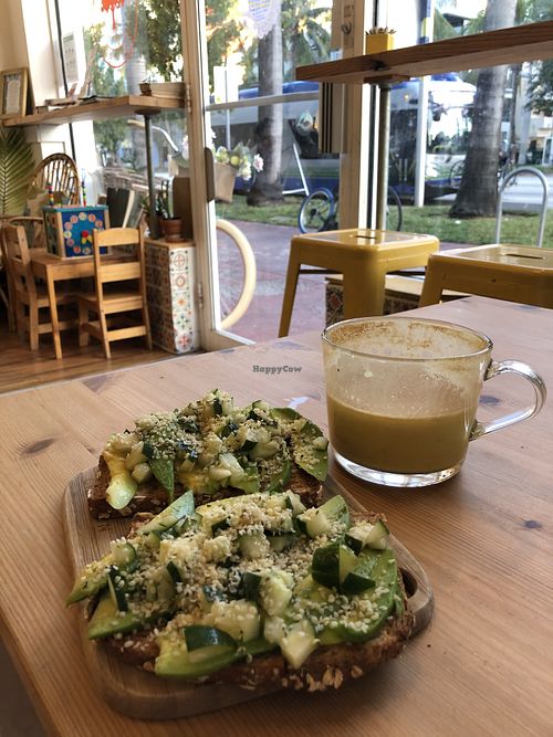 Avocado toast and turmeric latte at Under the Mango Tree in Miami Beach
