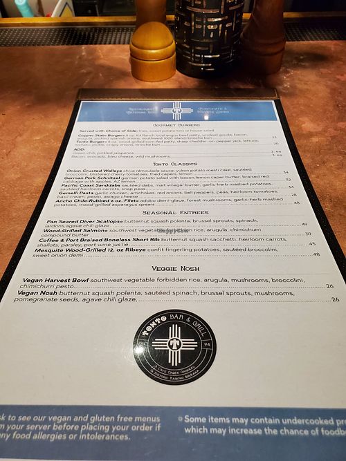 Menu see Veggie Nosh at Tonto Bar and Grill in Cave Creek