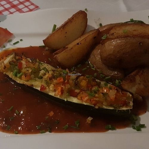 Zucchini filled with vegetables and baked rosemary potatoes  at Zum Lowen in Gelnhausen