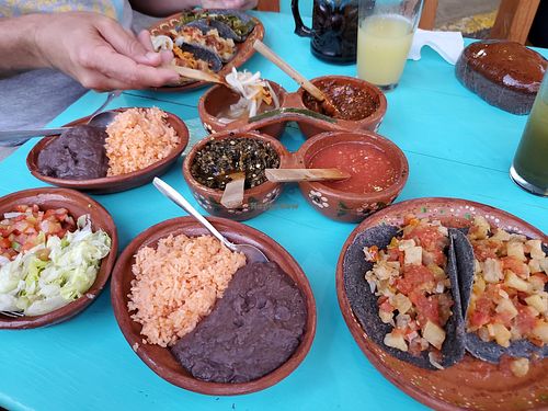 Potato tacos beans and rice.. all vegan at Yeikame in Sayulita