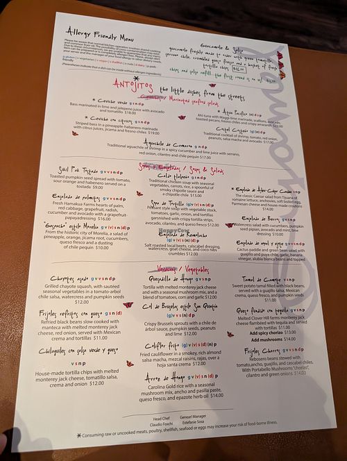 Menu p 1 at Oyamel in Washington