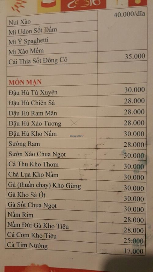 menu 5/6 at Amitaba in Ho Chi Minh City