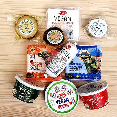 A good variety of vegan cheeses. at Vegan Dukkan - The Mini Market in Istanbul