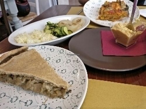 ladagne, torta salata, hummus, veggies at Dulcamara Bio Vegan Bistrot in Verona