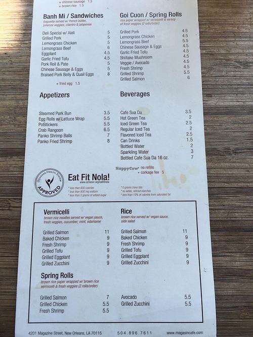 Menu part 2 at Magasin in New Orleans