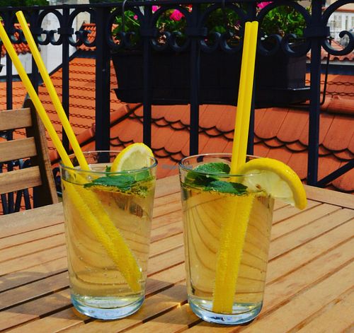 Lemonade and nice view at Vegan's Prague in Prague