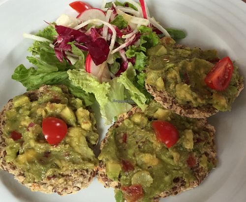 guac with raw crackers  at Vegan's Prague in Prague