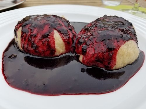 blueberry dumpling at Vegan's Prague in Prague