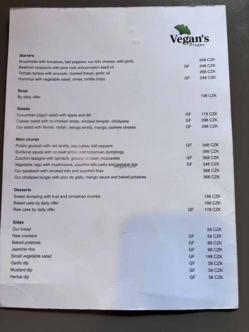 Menu May 2025  at Vegan's Prague in Prague