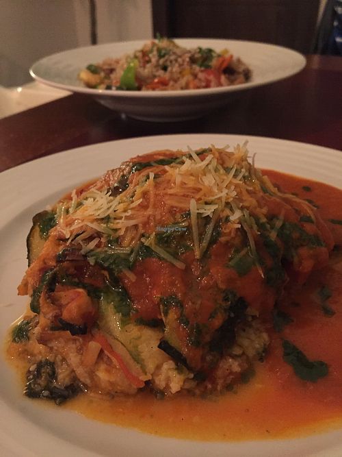 Zucchini lasagne  at Vegan's Prague in Prague