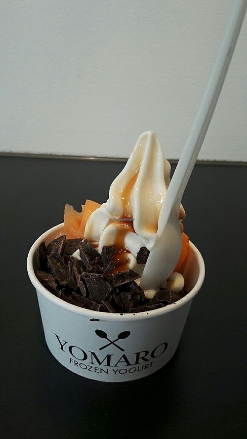 Frozen yoghurt with caramel sauce! at YOMARO in Cologne