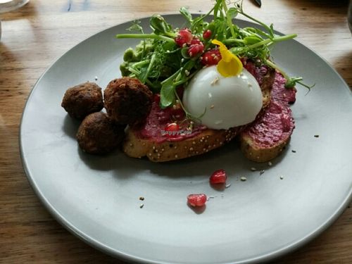 Poached egg dish + eggplant balls at Matcha Mylkbar in St Kilda