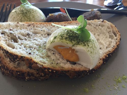 vegan eggs with eggplant balls at Matcha Mylkbar in St Kilda