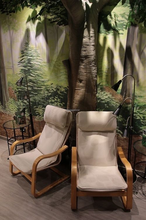 Couple of comfy chairs to sit back and relax. A good tea, a good book, or maybe a quick nap after lunch at Teteria El Bosque in Huesca