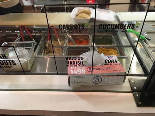 Veggies marked to show it's VF (vegan friendly) at SeoulSpice in Washington