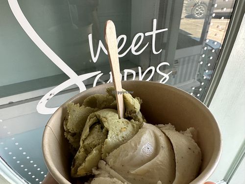 Vanilla and pistachio ice cream  at Sweet Scoops in Sonoma
