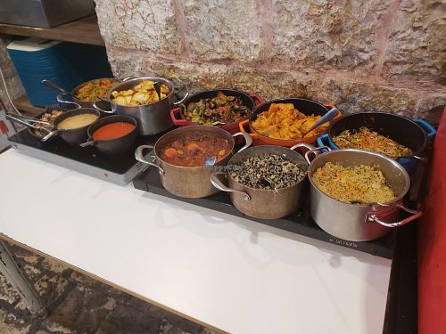 Self-service cooked dishes at Village Green in Jerusalem