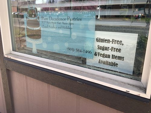 Outside sign
 at Pure Decadence Pastries  in Salem