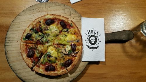 Purgatory Pizza with Vegan Cheese at Hell Pizza in Queenstown